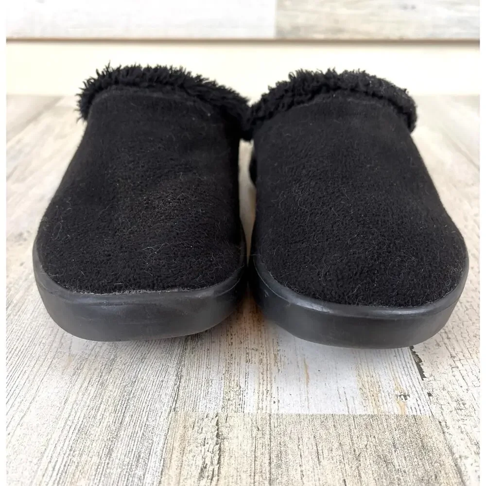 OOFOS Mens 8B Black OOcoozie Mule Recovery Shoes Sherpa Comfort
